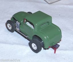 AURORA MODEL MOTORING THUNDER JET HOT ROD COUPE 1960s SLOT CAR IN GREEN BOXED