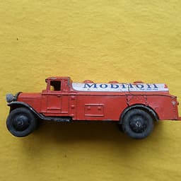 DINKY TOYS PRE WAR # 25 SERIES MOBILOIL TANKER COMPLETE BUT HAS USUAL FATIGUE