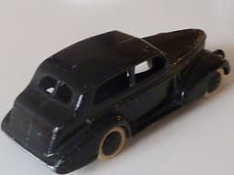 Pre war Dinky 39b Oldsmobile. Black with lacquered base. Very good.