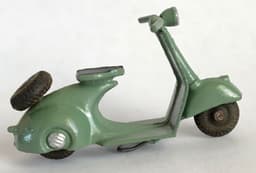 RARE 1940s Moko England Grey POP POP Scooter Box & Rider Lesney Dinky Corgi