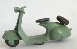 RARE 1940s Moko England Grey POP POP Scooter Box & Rider Lesney Dinky Corgi