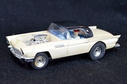 VINTAGE O GAUGE LARGE SUPER AURORA HO SLOT CAR 57 T BIRD MODEL RACE CAR RARE