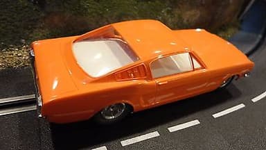 Vintage Original 1966 AMT Mustang Fastback Slot Car RTR Molded in Orange NICE !!